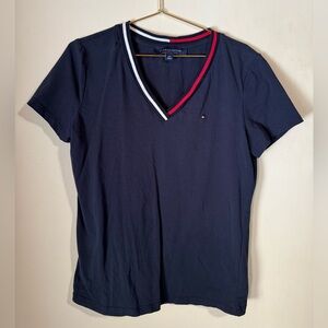 Tommy Hilfiger Navy V-Neck Women’s Shirt Size Small